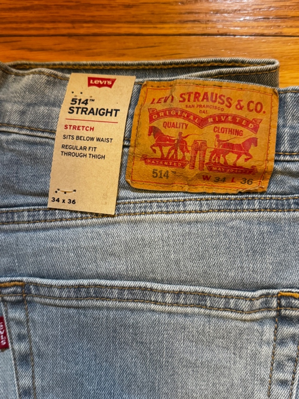 NWT Levi's 514 Straight Blue Stone Stretch 34x36
